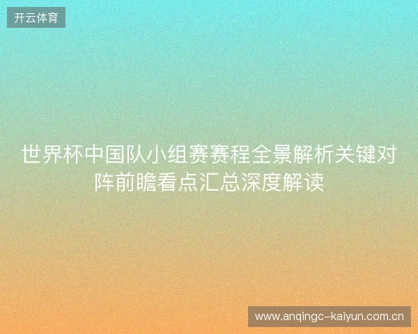 世界杯中国队小组赛赛程全景解析关键对阵前瞻看点汇总深度解读